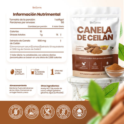 Biozentra - Canela de Ceylan 12:1 con Aceite MCT