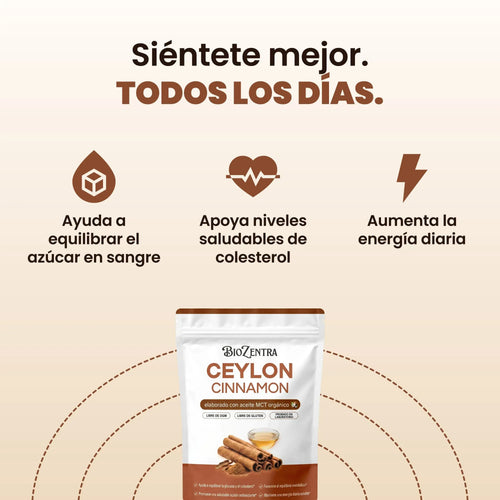Biozentra - Canela de Ceylon 7200mg con Aceite MCT