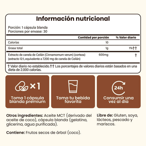 Biozentra - Canela de Ceylon 7200mg con Aceite MCT